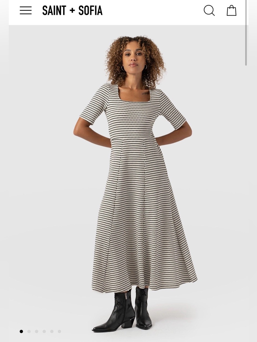 Saint + Sofia Darcy flared short sleeve